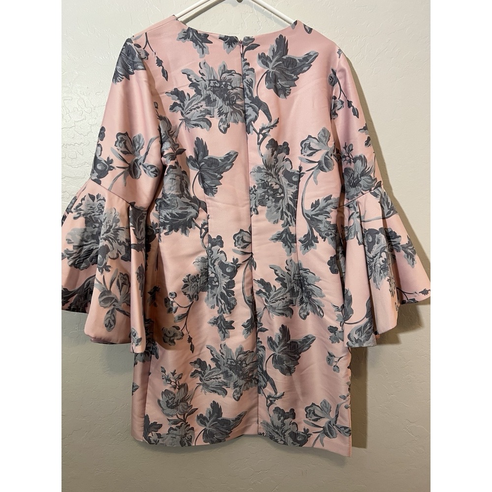 Belle Badgley Mischka Pink Gray Floral Romantic Mini Dress Sz 10 - Picture 3 of 8